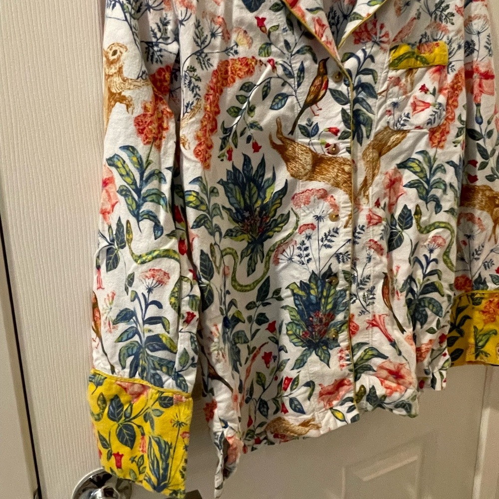 Anthropology X Small flannel Perfect Condition,Animal Print pajamas - Picture 3 of 8